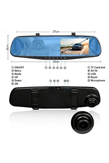 OEM Rearview mirror, dual camera, Full HD, backup camera, microphone