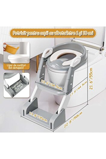 KidProtect Reductor și olită 2 în 1 pentru toaletă pentru copii cu trepte GrowStep Toaletă