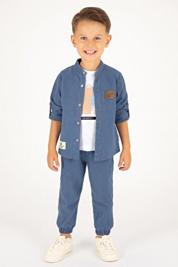 RAPAPA Boy's 3-Piece Set Muslin Bottom and Top Set 8322m
