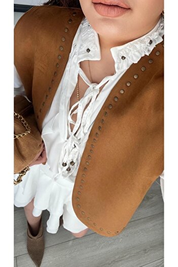 Oslove Tan Studded Suede Vest