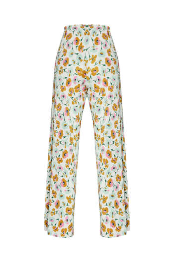 STELLA PULVIS White Elastic Waist Pleated Pocket High Waist Trousers