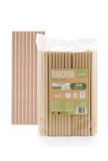 Mank paper straws, 8 mm x 23 cm, 150 pcs