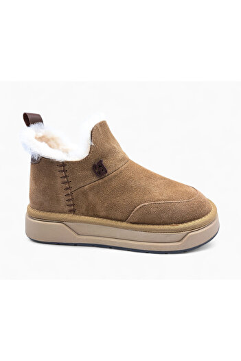 Guja Genuine Suede Leather Camel Color Women's Boots with Fur Inside