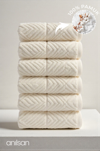 Anılsan 6-Piece Aliva Cream Hand Towels - 50X90 Cm, 220 Gr, 100% Cotton, Spa and Hotel Towels, Suitable for Daily Use