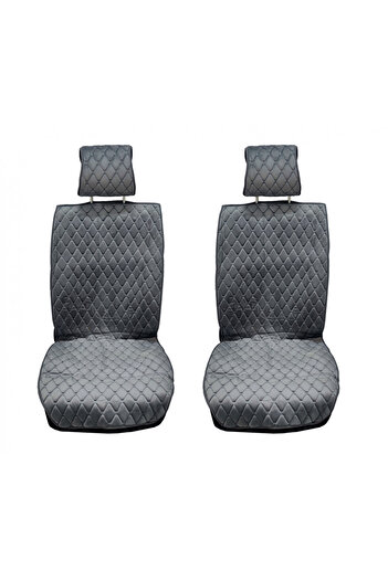 DELUXETUNING Set 2 huse scaune auto pentru fata, catifea, gri