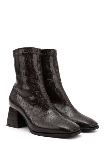 GÖNDERİ(R) Women's / Girls' Brown Krako Leather Look Thick Heeled Stretch Boots