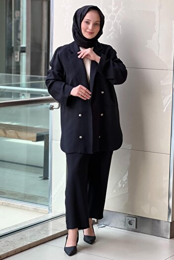 Mahal Crochet Knitwear Basic Cekert Trouser Suit