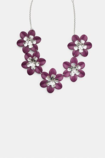 Stradivarius Contrast leather effect flower necklace