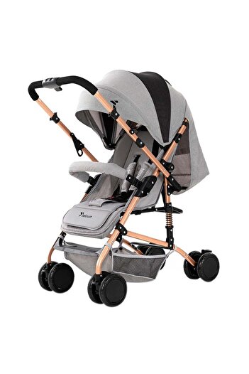 TEKNUM Reversible Trip Stroller With Wide Canopy And 5-Point Safety Harness - Grey