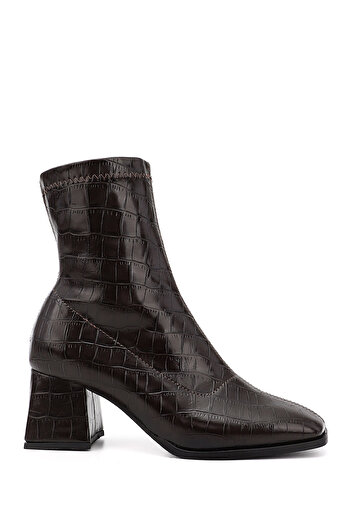 GÖNDERİ(R) Women's / Girls' Brown Krako Leather Look Thick Heeled Stretch Boots