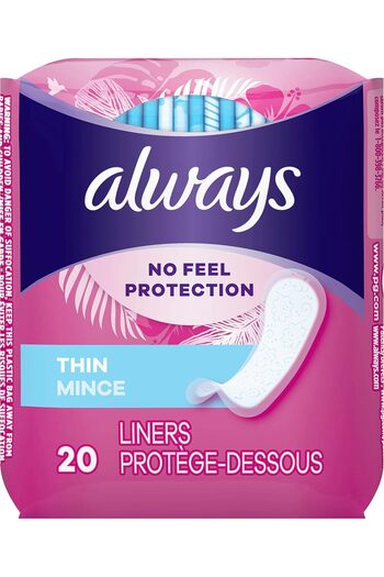 Always Thin Dailies Regular Sanitary Napkins – 20 Liners, Light Absorbency, Daily Comfort & Freshness