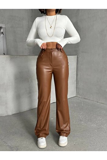 Ecenin Favorileri Faux Leather Women's Trousers