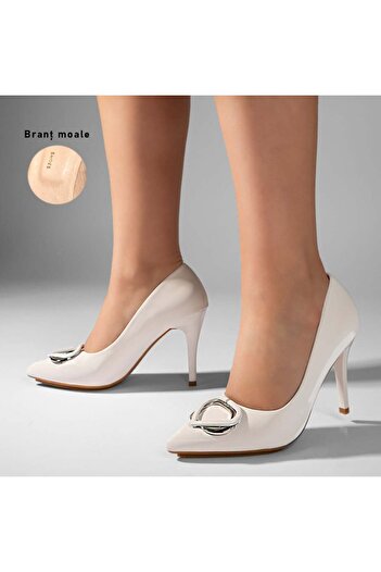 BMoD Women's white shoes with a thin heel MOD10958