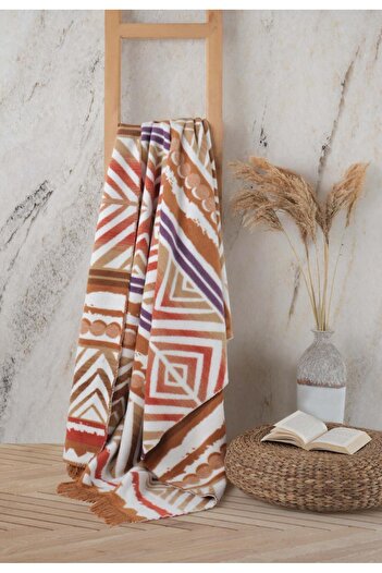 Bayev Orange Striped Double Cotton Blanket 200 X 220