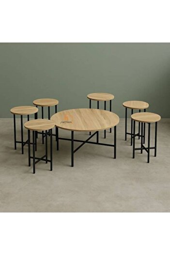 Al Saada Home Service Wooden Tables Set 6+1 - Wooden