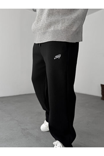 BYBASICMAN Siyah Basic Baskılı Boru Paça Eşofman JJ-102