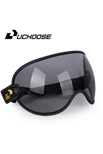 Choice gray Uchoose Fit All Vintage Retro Open Face Half Helmet Motorcycle Helmet Bubble Shield Visor Lens