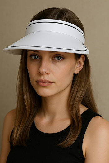 Çeşme Home Unisex Adjustable Visor Hat with Wipeable, Sweat-Proof, Padded Front and 12cm Wide Brim
