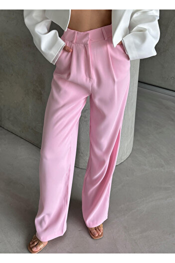My Blog Pink Premium High Waist Palazzo Pants - 1506