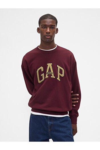 GAP Erkek Bordo Heavyweight Oversized Logo Sweatshirt