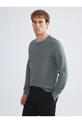 LC Waikiki Lcwaikiki Classic Grey Long Sleeve Textured Men's T-Shirt