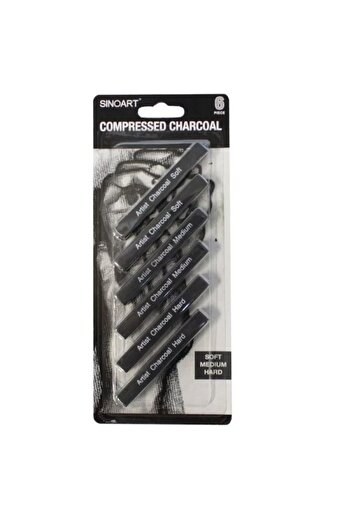 ARTEZA Compressed Charcoal, Medium & Hard Grade - Set of 16