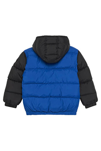 United Colors of Benetton Boy's Blue Logo Embroidered Thick Coat