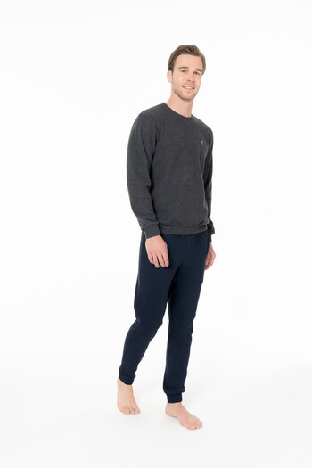 U.S. Polo Assn. 18995 Men's Anthracite Round Neck Long Sleeve Pajama Set