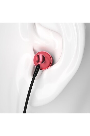Bibilel In-ear headphones with microphone and volume control, Deep bass, Dark red