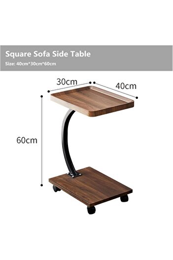 Türkiye Double Layer End Table, Slim C Shaped Coffee Table, with 360° Rotation Wheel, for Small Space - Stu
