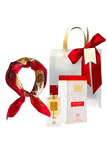 lattafa Gift set Perfumes Ana Abiyedh Rouge Eau de Parfum, Women, 60ml + satin scarf