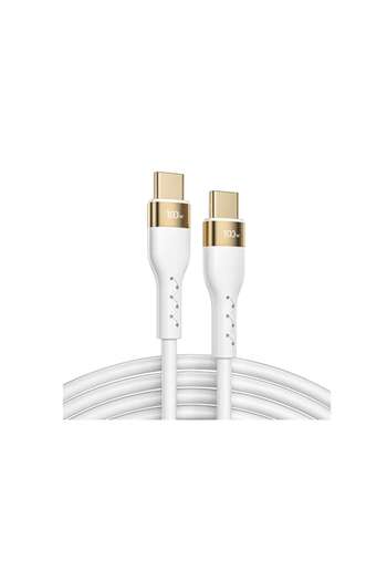 Bibilel Fast Charge and Data Transfer Cable Type-C to Type-C, 100W, 3M, Reinforced, White Gold