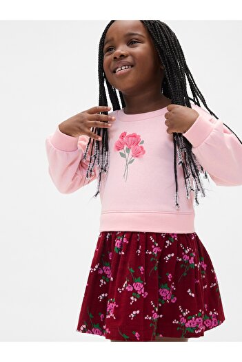GAP Kız Bebek Açık Pembe Vintage Soft Sweatshirt Elbise