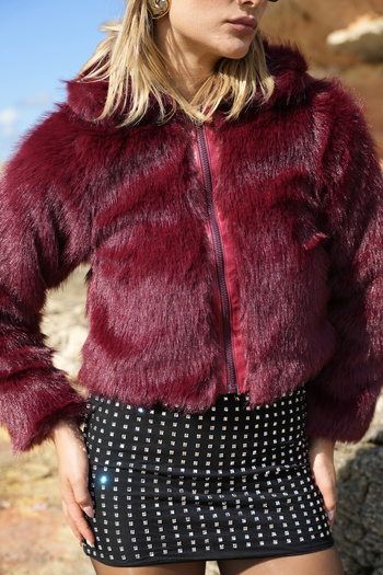 BLACKPERA Soft Texture Lined Zippered Fur Coat