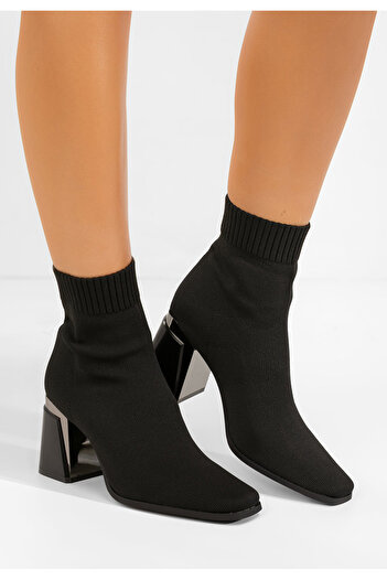B T Shoes Μποτάκια κάλτσα Mirelina Μαύρα