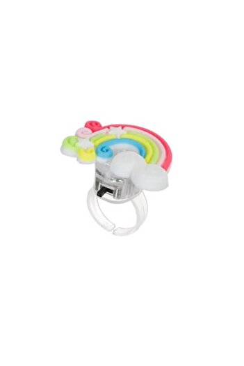 Bibilel Kids Adjustable Plastic Ring with Lights, Rainbow Design, Multicolor