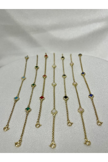 Side Gold Kuyumculuk 14 Ayar Yonca Kolye ve Bileklik Seti (45 cm - 18, 19 cm)