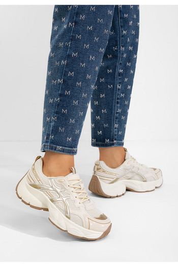 B T Shoes Béžové dámské tenisky na klínku Kaliora
