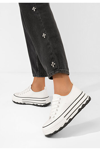 B T Shoes Zenoria white platform sneakers
