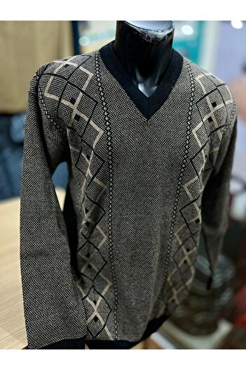 TCR Men's Knitwear V-Neck Patterned Sweater