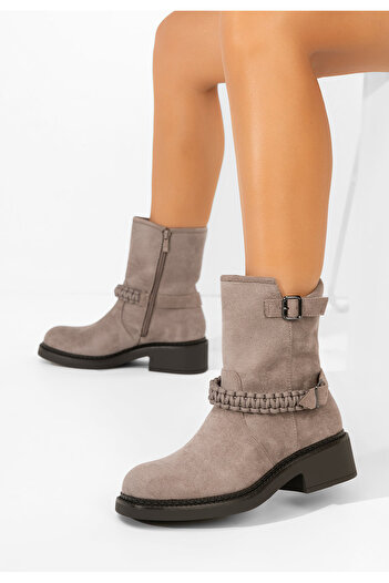 B T Shoes Γυναικεία μποτάκια Sikada γκρι