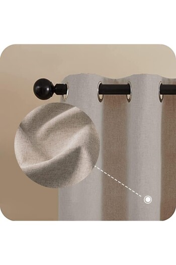 MIULEE Set 2 Draperii Blackout, 132x245 cm, Prindere pe Sina prin Inele, Bej - CN