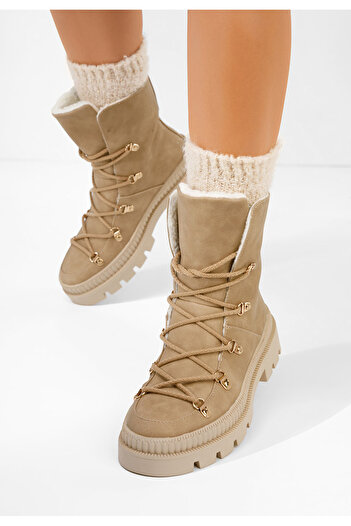 B T Shoes Χειμερινά Αρβυλάκια γυναικείες Solira χακι