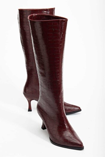 CHİCELLA Velora Burgundy Pointed Toe Women's Heeled Boots