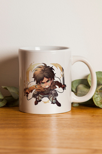 gavebutik Attack on Titan''Eren Yeager'' Printed Gift Ceramic Mug Cup Machine Washable