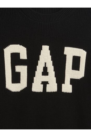 GAP Kadın Siyah Logo Intarsia Kazak