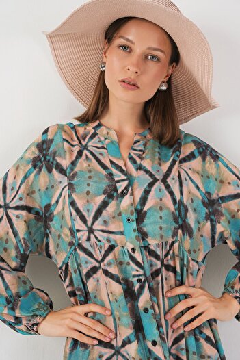 Hiccup Bdart Buttoned V-Neck Floral Print Maxi Dress