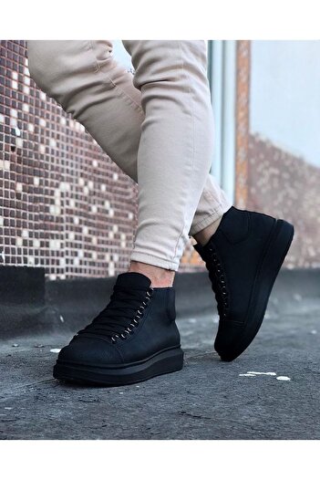 Zapatos WG032 Erkek Spor Günlük Bağcıklı Cilt Bot CST - Siyah