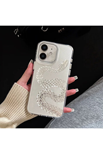 EDELFU iPhone 12 - 12Pro Aurora Snake Pattern Shiny Hologram White Sides Soft Phone Case