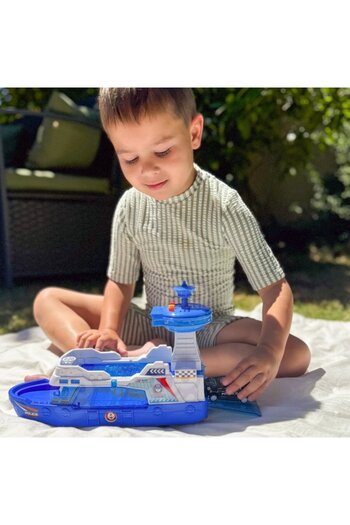 CIUPIGo CIUPIGo® Wheeled Police Patrol Boat Set, Light and Sound Effects, 3 Metal Cars